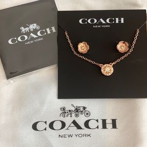 NWT Rose Gold Coach Necklace & Jewelry Set